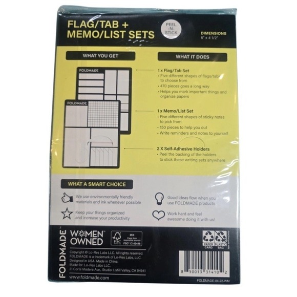 Foldmade Flag Tab Note Pad Set Neon Pink 620 Count Sticky Memos NEW - Picture 2 of 2